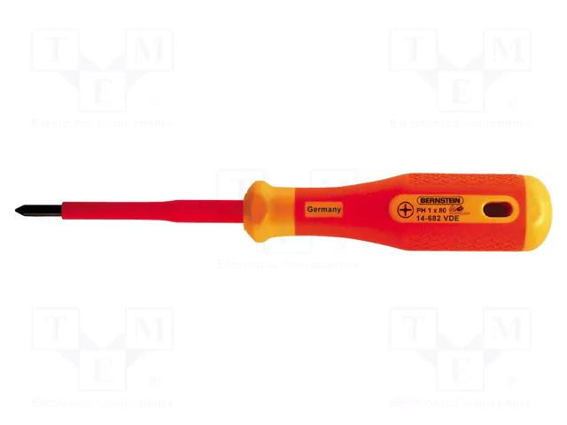 Screwdriver; insulated; Phillips; PH1; Blade length: 80mm BERNSTEIN BRN-14-682-VDE