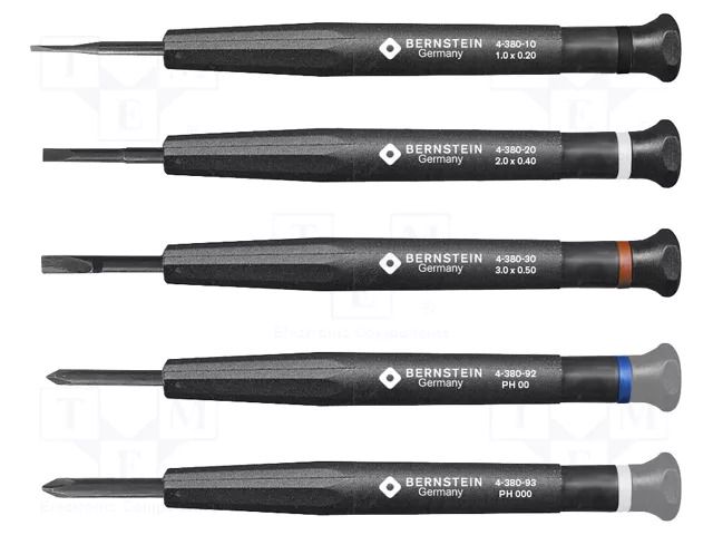 Precision; Phillips,slot; 5pcs; Screwdriver: precision-set BERNSTEIN BRN-4-380-A