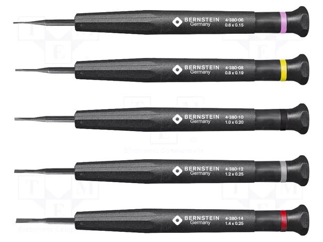 Kit: screwdrivers; precision; slot; 5pcs. BERNSTEIN BRN-4-380-F