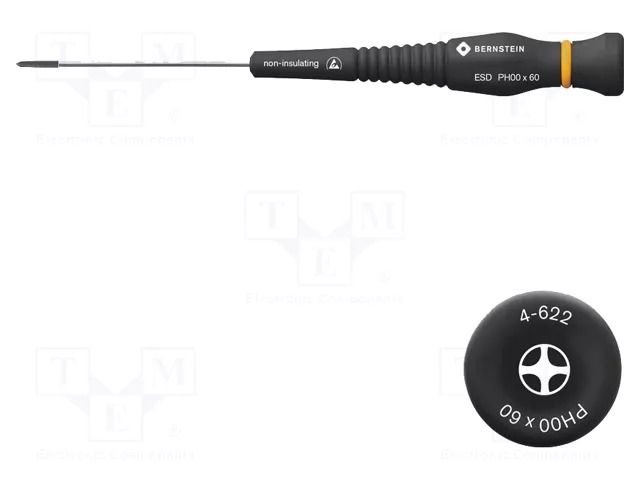 Screwdriver: precision; Phillips; PH00; Blade length: 60mm; ESD BERNSTEIN BRN-4-622