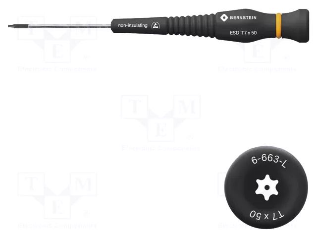 Screwdriver: precision; Torx® with protection; T7H; ESD BERNSTEIN BRN-6-663-L
