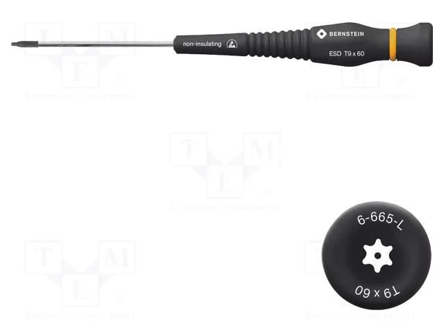Screwdriver; precision; Torx® with protection; T9H; ESD BERNSTEIN BRN-6-665-L