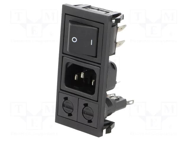 Connector: AC supply; socket; male; 10A; 250VAC; C14 (E); IEC 60320 BULGIN BZV03/Z0000/72