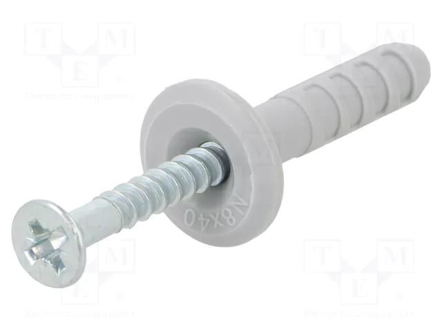 Plastic anchor; with flange,with screw; 8x40; zinc-plated steel FISCHER FISCHER-15903