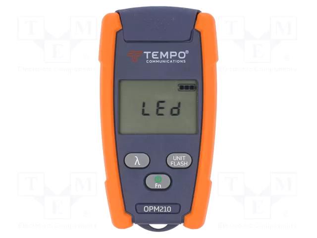 Meter: optical power; LCD; Range: -70÷.10dBm; Meas.accur: ±0.25 dB TEMPO OPM210