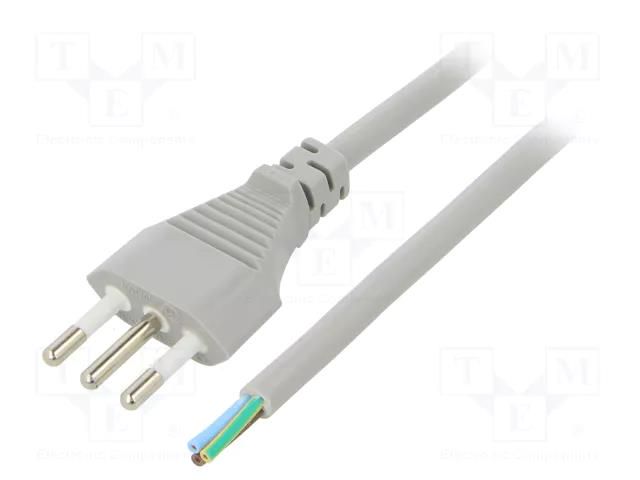 Cable; 3x1mm2; CEI 23-50 (L) plug,wires; PVC; 1.8m; grey; 10A; 250V LIAN DUNG S26-3/10/1.8GY