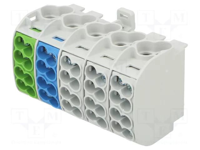 Splice terminal: distribution block; 152A; 1kV; screw terminal SIMET SCB25-5XGY-BL-GR