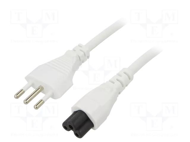 Cable; 3x0.75mm2; CEI 23-50 (L) plug,IEC C5 female; PVC; 3m; 10A LIAN DUNG SN321-3/07/3WH