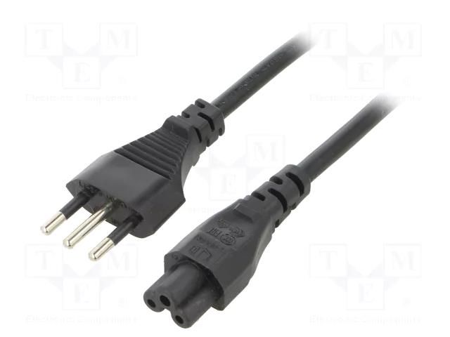 Cable; 3x0.75mm2; CEI 23-50 (L) plug,IEC C5 female; PVC; 5m; 10A LIAN DUNG SN321-3/07/5BK
