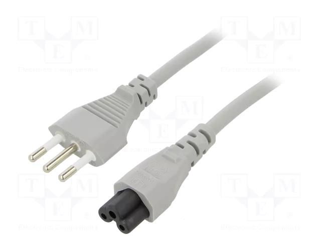 Cable; 3x0.75mm2; CEI 23-50 (L) plug,IEC C5 female; PVC; 5m; grey LIAN DUNG SN321-3/07/5GY