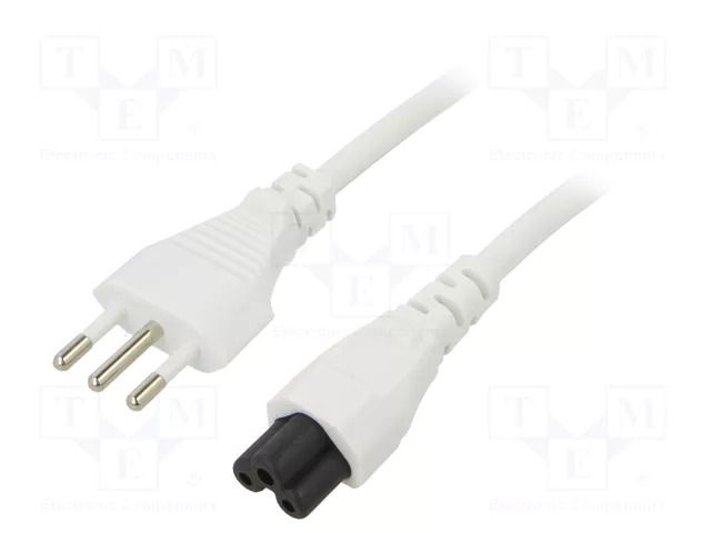 Cable; 3x0.75mm2; CEI 23-50 (L) plug,IEC C5 female; PVC; 5m; 10A LIAN DUNG SN321-3/07/5WH