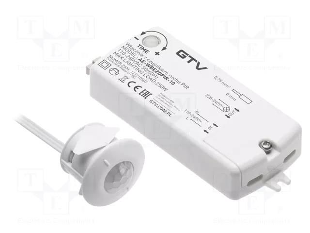 Touchless switch; white; with motion detector; 2m; 110÷240VAC GTV Poland GTV-WBEZDPIR-10