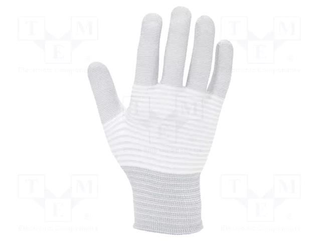 Protective gloves; ESD; L; Features: dissipative; white,grey ANTISTAT ATS-109-0414