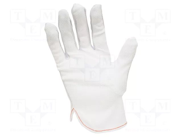 Protective gloves; ESD; L; polyester,PVC,carbon fiber; white ANTISTAT ATS-509-0003