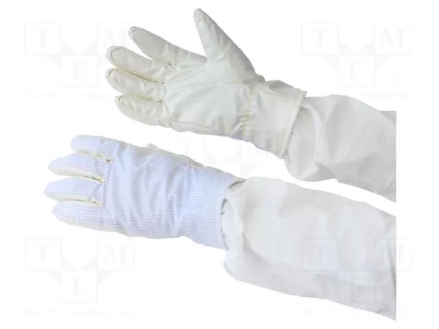 Protective gloves; ESD; one size; Features: dissipative; white ANTISTAT ATS-602-0150