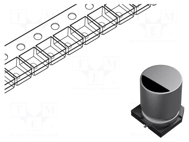 Capacitor: electrolytic; SMD; 100uF; 35VDC; Ø6.3x7.7mm; ±20%; VS CHANGZHOU HUAWEI ELECTRONIC VS1V101ME077000CE0