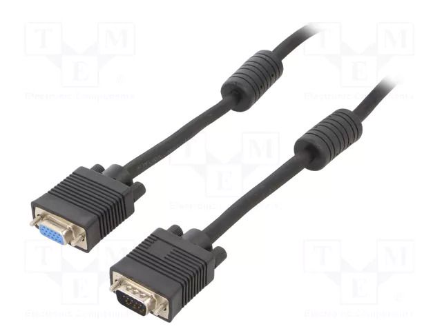 Cable; D-Sub 15pin HD socket,D-Sub 15pin HD plug; black; 3m GEMBIRD CC-PPVGAX-10-B