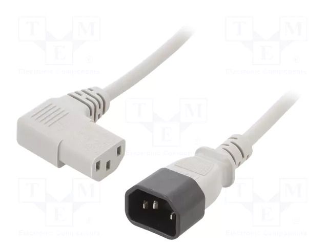 Cable; 3x1mm2; IEC C13 female angled right,IEC C14 male; PVC LIAN DUNG WN114-3/10/1.8GY