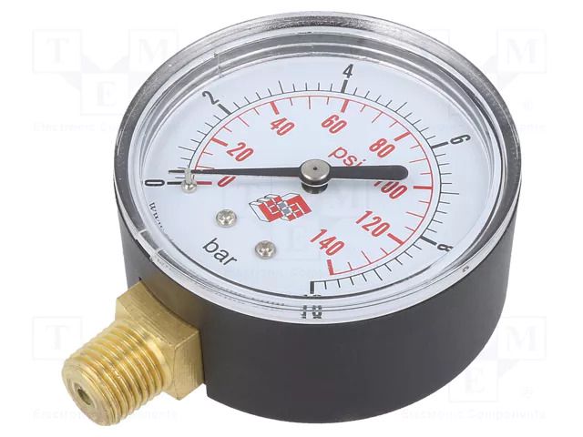Manometer; 0÷10bar; non-aggressive liquids,inert gases; 63mm PNEUMAT M63R.PL010G14