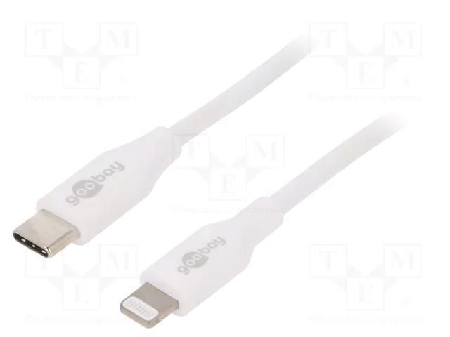 Cable; USB 2.0; Apple Lightning plug,USB C plug; 0.5m; white Goobay USBC-LIGHT/0.5WH