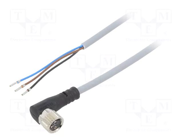 Cable: for sensors/automation; M8; PIN: 3; angled; 5m; plug; 60VDC FESTO NEBU-M8W3-K-5-LE3
