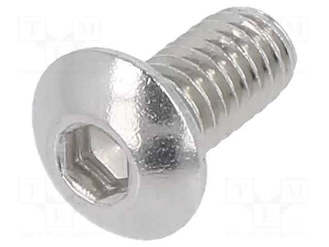 Screw; M4x8; 0.7; Head: button; hex key; HEX 2.5mm; ISO 7380-1 KRAFTBERG M4X8/ISO7380-1-A2