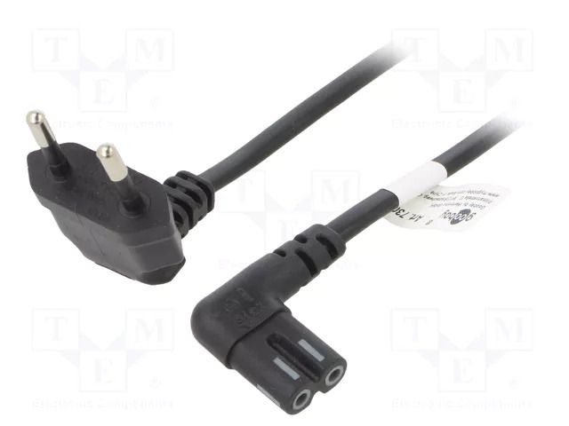 Cable; 2x0.75mm2; PVC; 1m; black; 2.5A; 250V; Sonos GOOBAY SN16-02/07/010B