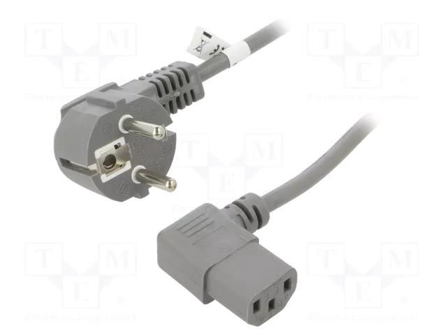Cable; CEE 7/7 (E/F) plug angled,IEC C13 female angled right Goobay SN325-3/07/2GY
