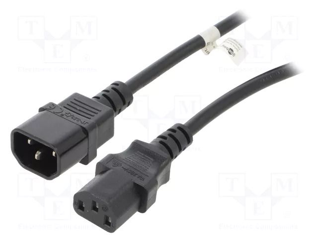Cable; 3x1mm2; IEC C13 female,IEC C14 male; PVC; 3.5m; black; 10A GOOBAY WN112-3/10/3.5BK