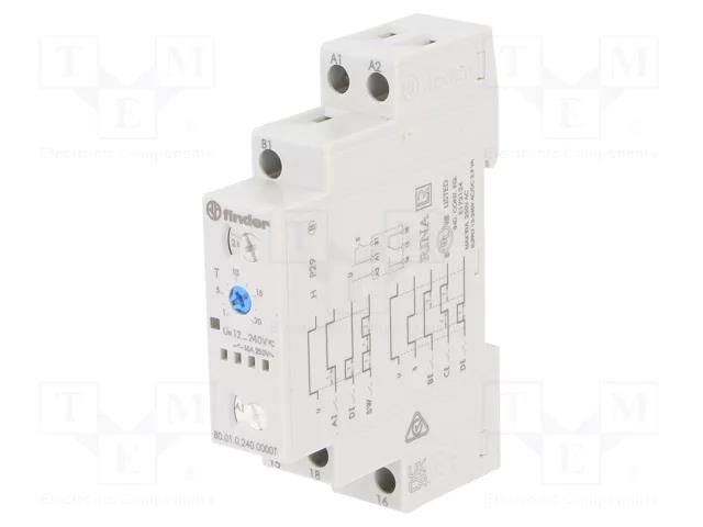 Timer; 0,1s÷24h; SPDT; 12÷240VAC; 12÷240VDC; 80; -25÷55°C; PIN: 6 FINDER 80.01.0.240.0000T