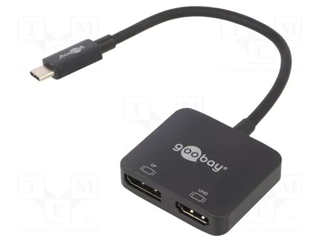 Adapter; DisplayPort 1.4,HDCP 2.2,HDMI 2.1; 0.12m; black GOOBAY USBC-HDMI/DP-BK