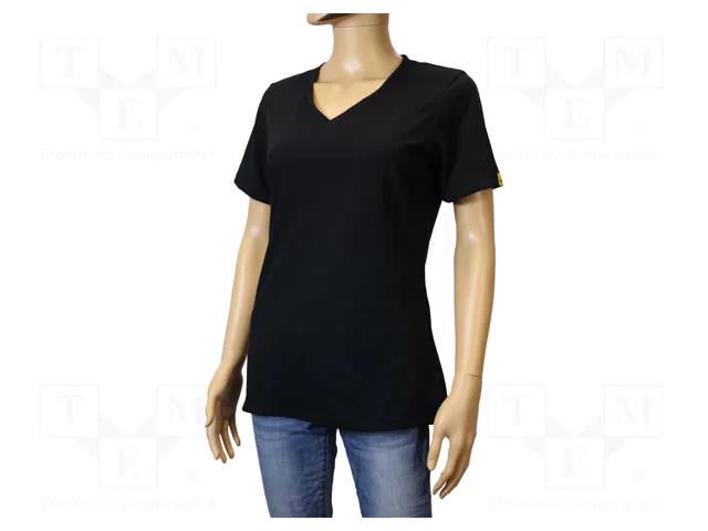 T-shirt; ESD; women's,S; cotton,polyester,carbon fiber; black EUROSTAT GROUP ERS-513000315