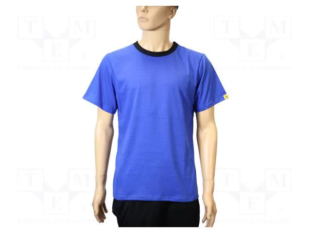 T-shirt; ESD; M,men's; cotton,polyester,carbon fiber; blue EUROSTAT GROUP ERS-517323015G