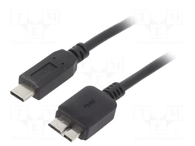 Cable; USB 3.0; USB B micro plug,USB C plug; nickel plated; 1m AKYGA AK-USB-44