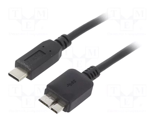 Cable; USB 3.0; USB B micro plug,USB C plug; nickel plated; 1m AKYGA AK-USB-44