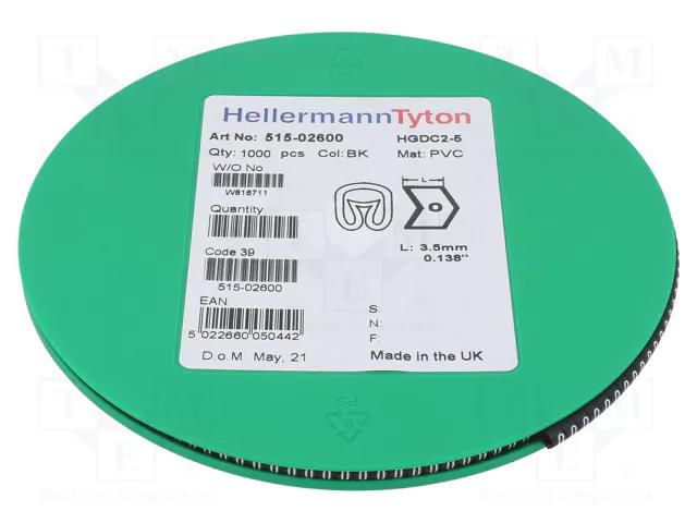 Markers; Marking: 0; 2÷5mm; PVC; black; -65÷105°C; leaded; HGDC2-5 HELLERMANNTYTON HGDC2-50-PVC-BK