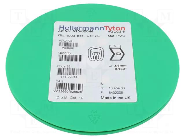 Markers; Marking: D; 2÷5mm; PVC; yellow; -65÷105°C; leaded; HGDC2-5 HELLERMANNTYTON HGDC2-5D-PVC-YE