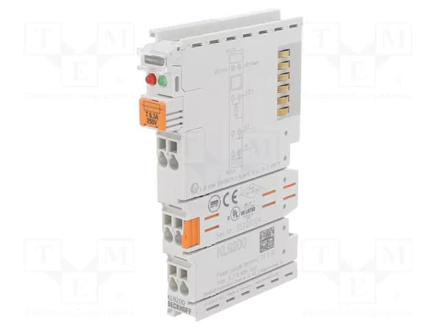 Industrial module: mains; -25÷60°C; IP20; 24VDC; 15x100x70mm; 6.3A Beckhoff Automation KL9200
