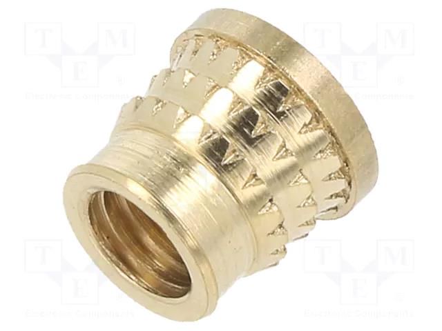 Threaded insert; brass; M6; L: 7.7mm; for plastic; MULTISERT® TAPPEX KVT-072M6