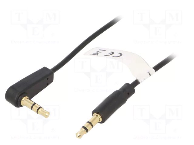 Cable; Jack 3.5mm 3pin plug,Jack 3.5mm 3pin angled plug; 1m GOOBAY AVK-185-100BK