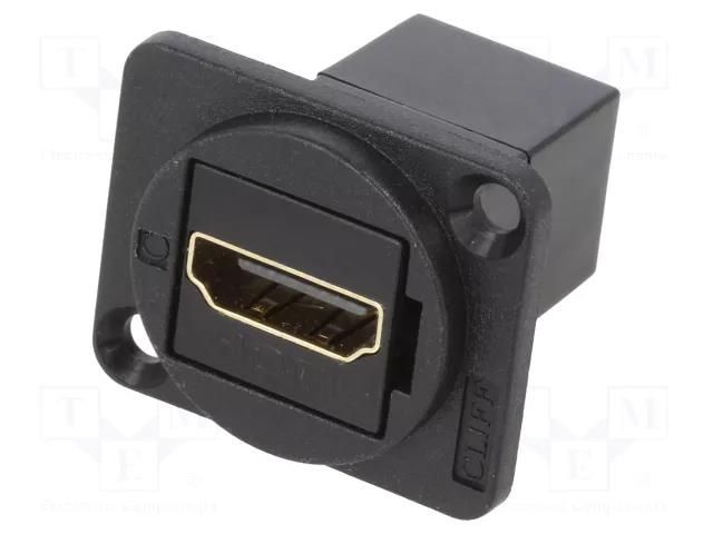 Coupler; HDMI socket,both sides; FT; gold-plated; 19x24mm; metal CLIFF CP30200GM3