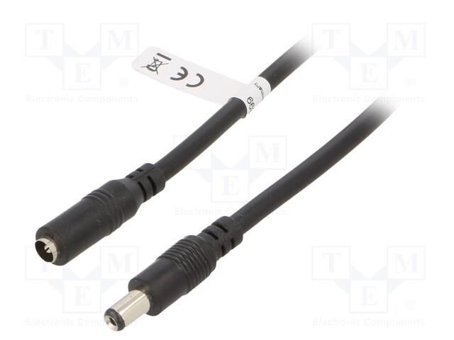 Cable; DC 5,5/2,1 plug,DC 5,5/2,1 socket; black; 10m Goobay GOOBAY-71400