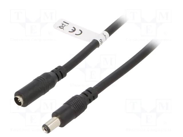 Cable; DC 5,5/2,1 plug,DC 5,5/2,1 socket; black; 10m Goobay GOOBAY-71400