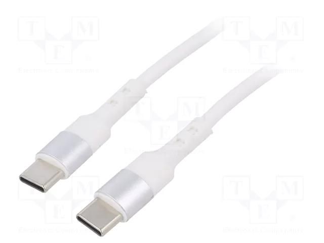Cable; USB 2.0; USB C plug,both sides; nickel plated; 0.5m; white AKYGA AK-USB-39