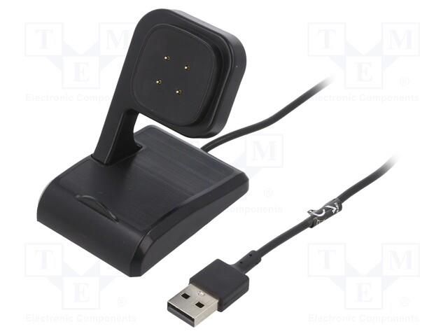 Cable: for smartwatch charging; 1m; 1A; black; Features: base AKYGA AK-SW-26