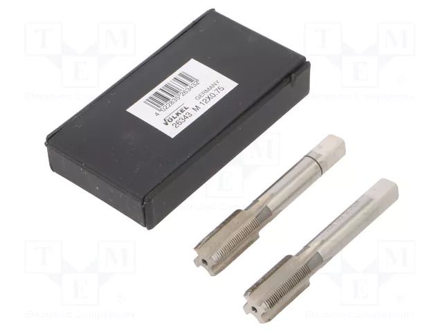 Tap; M12; 0.75; L: 70mm; Holder: hand; 7mm; Thread: fine thread; 2pcs. VÖLKEL VOLKEL-26343
