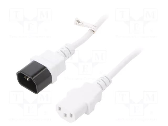 Cable; 3x1mm2; IEC C13 female,IEC C14 male; PVC; 3m; white; 10A GOOBAY WN112-3/10/3WH