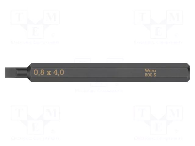 Screwdriver bit; slot; 4x0.8mm; Kind: impact; Overall len: 70mm WERA WERA.05018140001