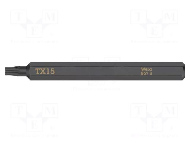 Screwdriver bit; Torx®; TX15; Kind: impact; Overall len: 70mm WERA WERA.05018166001