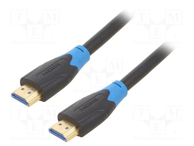 Cable; HDMI plug,both sides; PVC; HDMI 2.0; 2m; black; 30AWG VENTION AAGBH